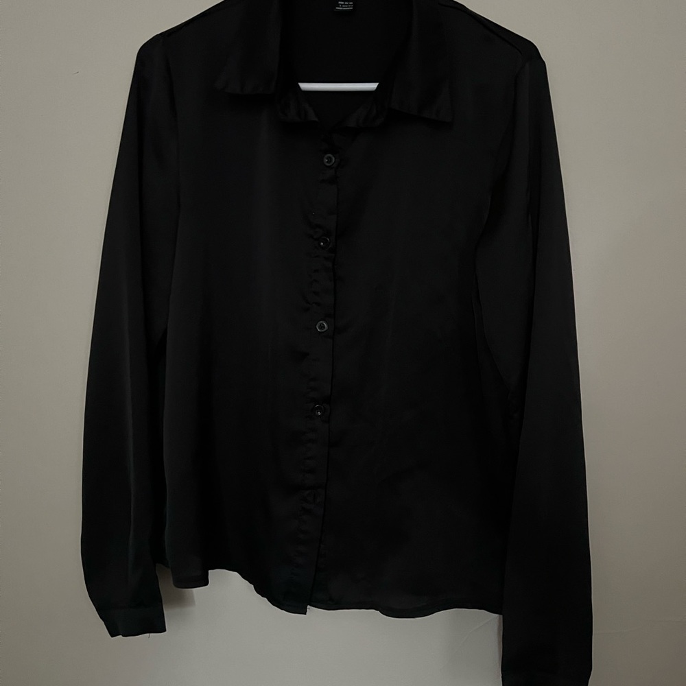 Shein black button up blouse, size large